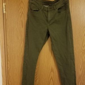 Army green skinny denim
